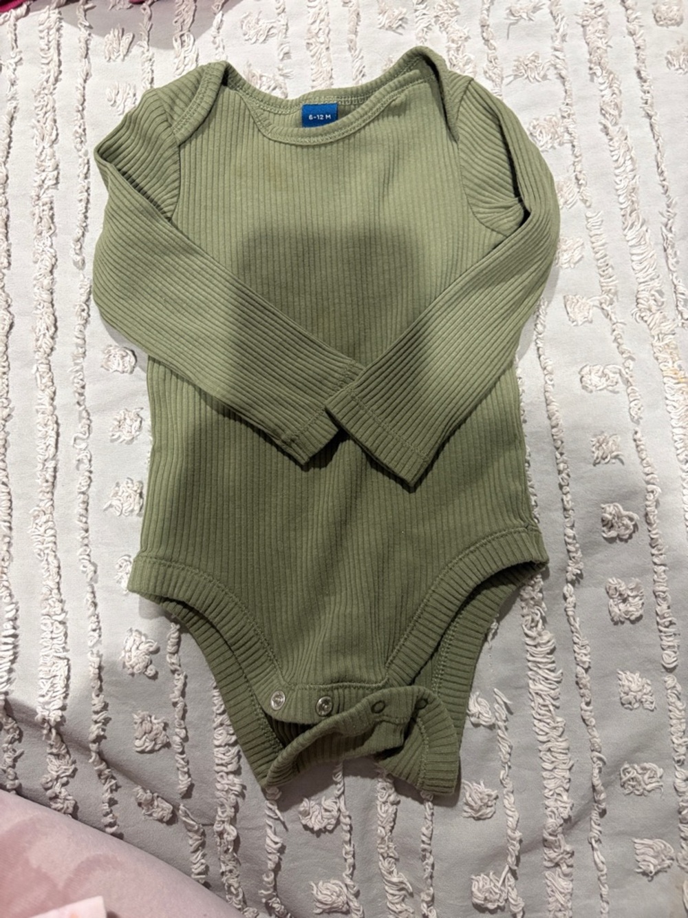 Old Navy Olive Ribbed Long-Sleeve Baby Bodysuit